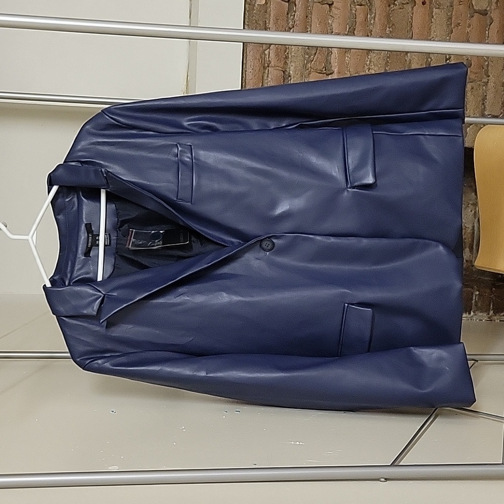 Leather suit jacket, dark blue